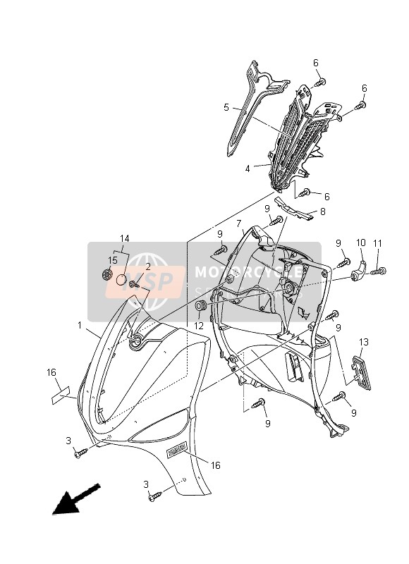 1WCF830010P0, Leg Shield Assy (0033/1124), Yamaha, 3